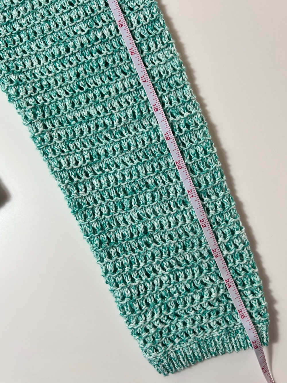 J Jill Cotton Crochet Cardigan Mint Green Open Knit Beach Cover Up Size M - Picture 12 of 13